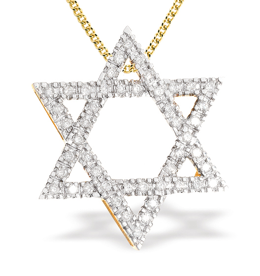 gold star of david necklace. 18K Gold Star of David Necklace