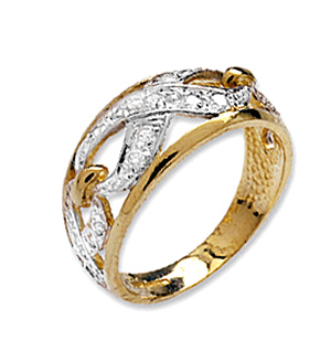 9K Gold Diamond Twist Design Ring