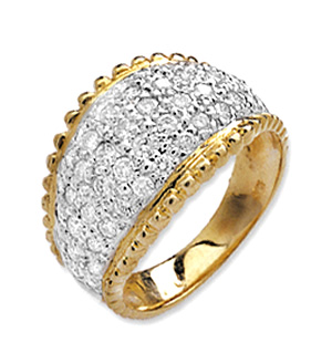 9K Gold Pave Diamond Ladies Rings (0.77ct)