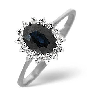 9K White Gold Diamond and Sapphire Ring 0.14ct