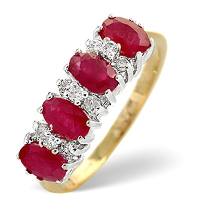 18K Gold Diamond and Ruby Ring 0.14ct
