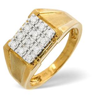 Mens Ring 0.23CT Diamond 9K Yellow Gold