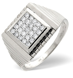 Mens Ring 0.50CT Diamond 9K White Gold