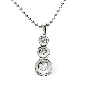 Trilogy Necklace 0.13CT Diamond 9K White Gold