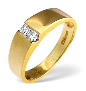 2 Stones Ring 0.15CT Diamond 18K Yellow Gold