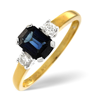 18K Gold Diamond Sapphire Ring 0.20ct