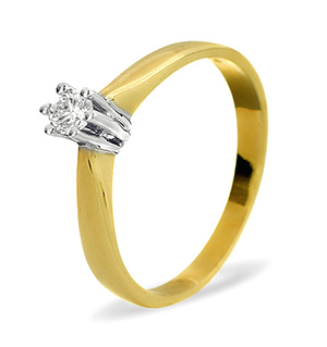 Solitaire Ring 0.15CT Diamond 9K Yellow Gold