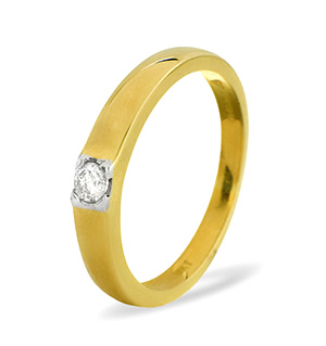 Solitaire Ring 0.11CT Diamond 9K Yellow Gold