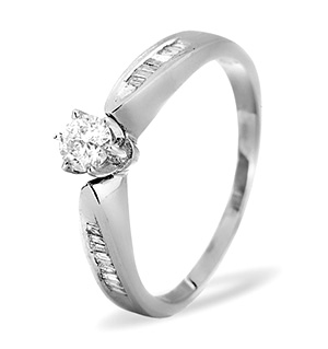 Diamond Solitaire with Shoulders 9K White Gold Ring 0.40CT