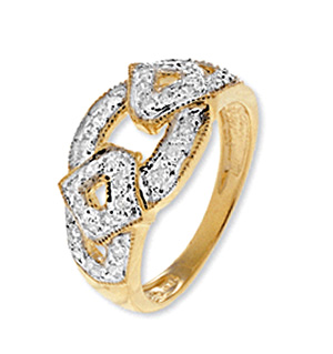 9K Gold Diamond Design Ring (0.25ct)