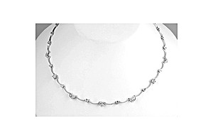 9K White Gold Diamond Moon and Stars Necklace