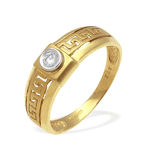 9K Gold Diamond Rubover Design Ring (0.06ct)