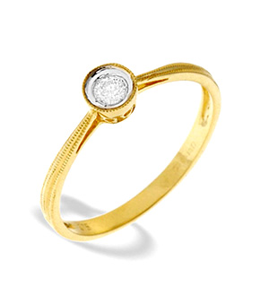 9K Gold Diamond Single Stone Ring (0.09CT)