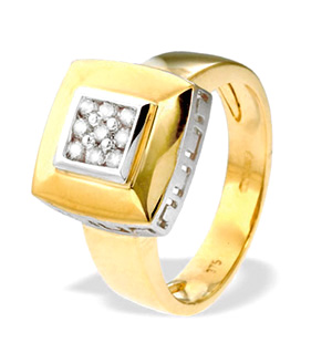 9K Gold Square Diamond Ring