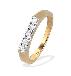9K Gold Diamond Five Stone Ring (0.22ct)