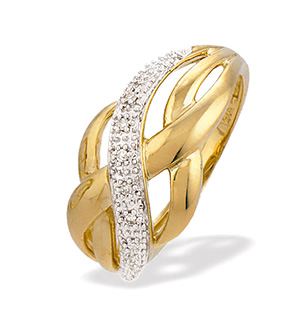 9K Gold Diamond Weave Ring (0.03ct)