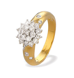 9K Gold Diamond Cluster Ring (0.75ct)