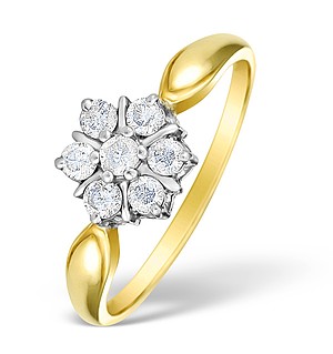 9K Gold Diamond Set Cluster Ring - E3816