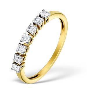9K Gold Diamond Claw Set 7 Stone Ring - E4733