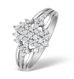 9K White Gold Diamond Cluster Design Ring - E4792