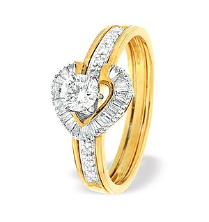 9K Gold Heart Style Baguette Ring Mount with Shoulder Detail