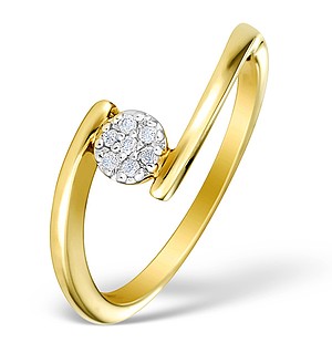 9K Gold Diamond Cluster Twist Ring - E4072