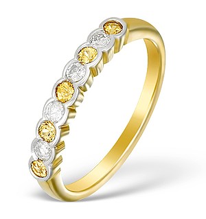 9K Gold Diamond and Yellow Sapphire Half Band Ring - E5426