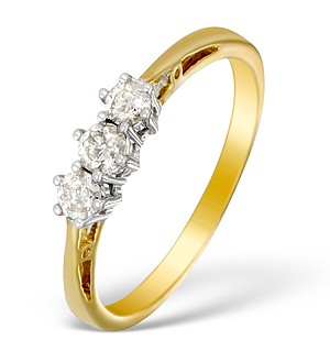 9K Gold Diamond 3 Stone Ring - E5533