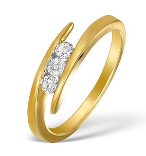 9K Gold Diamond 3 Stone Tension Set Ring - E5544