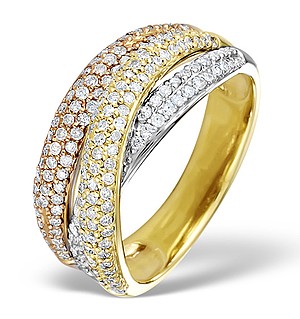 9K Gold 3 Tone Diamond Ring 0.89ct