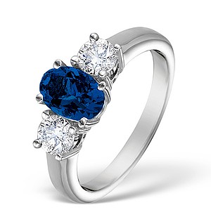 18K White Gold 0.50CT H/SI Diamond and 0.80CT Sapphire Ring