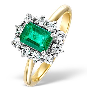 18K Gold 0.50CT Diamond and 1.00CT Emerald Ring