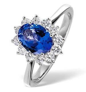 18K White Gold 0.50CT Diamond and 1.30CT Tanzanite Ring