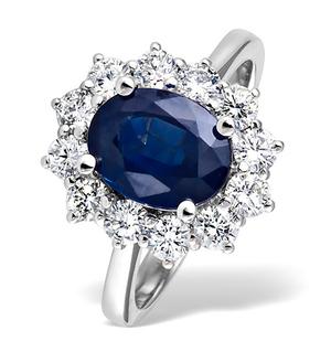 Princess 18K White Gold 1.00CT Diamond and 2.30CT Sapphire Ring