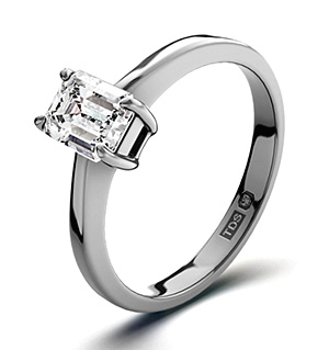 Emerald Cut Platinum Diamond Engagement Ring 0.50CT-G-H/SI