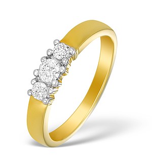18K Gold Diamond 3 Stone Ring - N3582