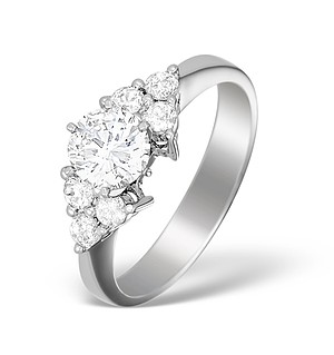 18K White Gold Diamond Solitaire Ring with Shoulder Detail - L1477