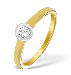 18K Gold Diamond Rubover Solitaire Ring - N3834