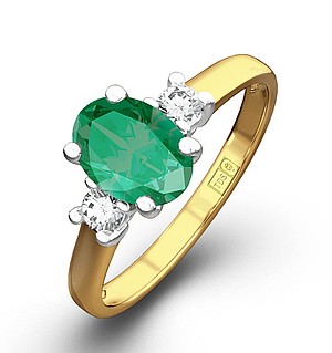 18K Gold 0.20CT Diamond Emerald Ring 7 x 5mm Oval