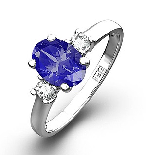 18K White Gold 0.20CT Diamond Tanzanite Ring 7 x 5mm Oval