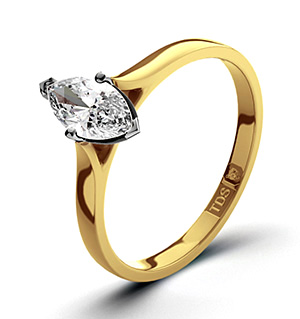 Marquise 18K Gold Diamond Engagement Ring 0.25CT-F-G/VS