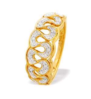 9K Gold Diamond Detail Ring (0.07ct)