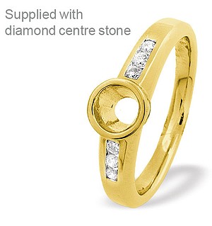 18K Gold Rubover Channel Set Ring Mount (0.13ct)