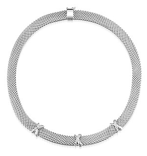 Silver Crossover Diamond Design Necklace - UP3220