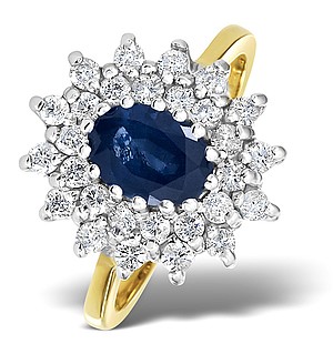 9K Gold DIAMOND AND SAPPHIRE RING 0.56CT