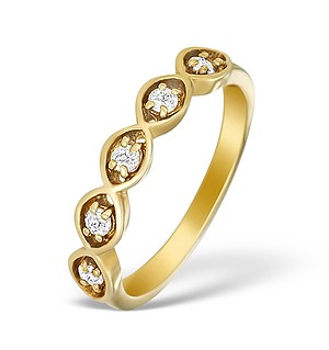 9K Gold Diamond 5 Stone Ring - A3895