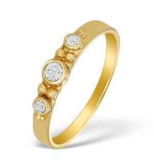 9K Gold Diamond Three Stone Ring - A3890