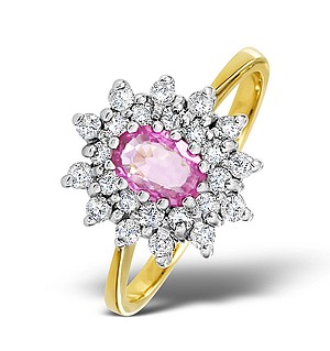 9K Gold DIAMOND AND PINK SAPPHIRE RING 0.36CT