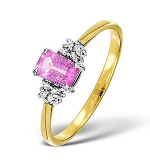 18K Gold Diamond and PINK SAPPHIRE Ring 0.06ct