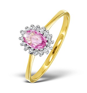 18K Gold Diamond and PINK SAPPHIRE Ring 0.05ct